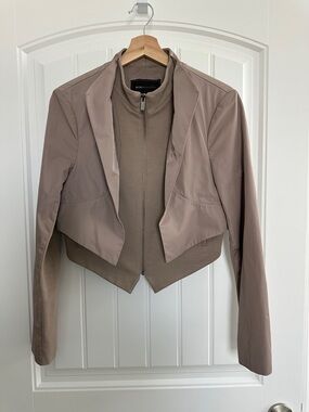 BCBGMaxAzria Taupe Layered Cropped Blazer